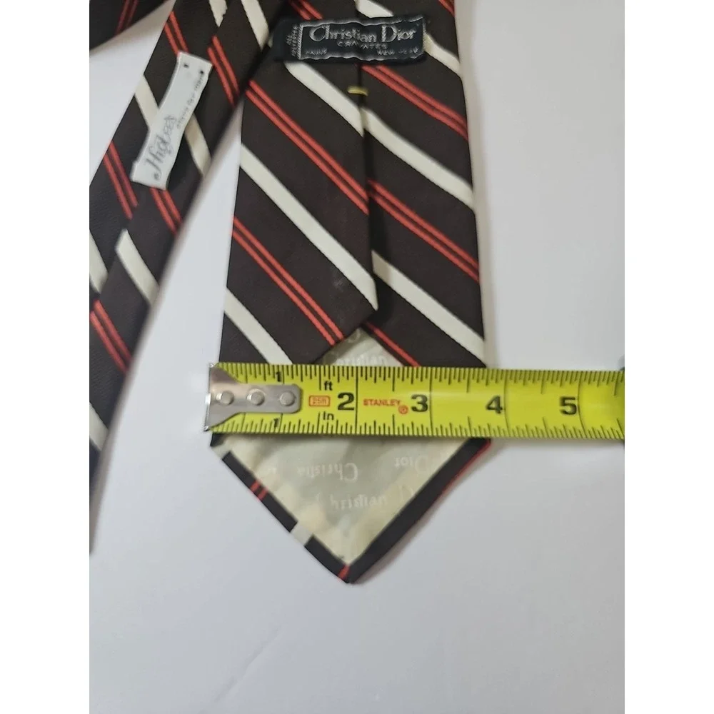 Vintage Christian Dior Cravates Scroll Striped Tie ALL SILK Excellent Condition‎